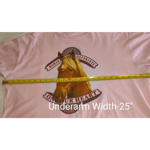 Horse Lovers Pink Tshirt Women's 2X Horses Leave Hoofprints On Your Heart Bay - Picture 12 of 15